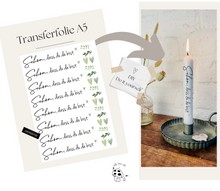 Lade das Bild in den Galerie-Viewer, Kerzenfolie Kerzentattoo " 2003 Schön, dass du da bist " A5 - Herz watercolor grün | Gastgeschenk | Tischdeko | Stabkerzen & Stumpenkerzen diy- Kerzensticker DIY