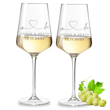 Charger l'image dans la galerie, 2er Set Weinglas personalisiert mit Gravur - Hochzeitsgeschenke mit Name & Datum "Anouk" Leonardo