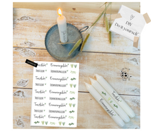 Charger l'image dans la galerie, Kerzenfolie Kerzentattoo Herzenskranz "3004 Trostlicht | Erinnerungslicht " grün watercolor * Trauerkerze * - Kerzensticker DIY