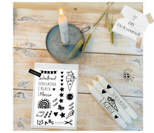 Lade das Bild in den Galerie-Viewer, Kerzenfolie Kerzentattoo "4004 Schulkind boho " - Einschulung Schultüte 1.Klasse | Geschenk | Tischdeko | Stabkerzen & Stumpenkerzen diy- Kerzensticker DIY