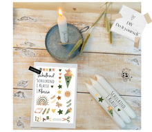 Lade das Bild in den Galerie-Viewer, Kerzenfolie Kerzentattoo "4004 Schulkind boho " - Einschulung Schultüte 1.Klasse | Geschenk | Tischdeko | Stabkerzen & Stumpenkerzen diy- Kerzensticker DIY