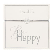 Lade das Bild in den Galerie-Viewer, Armband - &quot;Be Happy&quot; - versilbert - Baum des Lebens CRYSTALS
