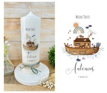 Load image into Gallery viewer, Christening candle / confirmation candle "Lukas" wreath of leaves - personalised