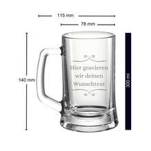 Load image into Gallery viewer, Bierkrug personalisiert mit Gravur Wunschtext – persönliches Geschenk