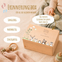 Lade das Bild in den Galerie-Viewer, Erinnerungsbox Baby mit Deckel Motiv Waldtiere personalisiert – Ansicht 2