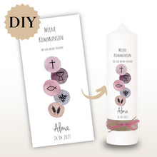 Lade das Bild in den Galerie-Viewer, Kerzenfolie Kommunionkerze "Alma" - personalisiert