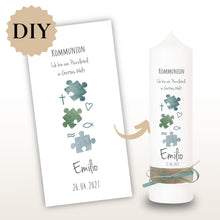 Lade das Bild in den Galerie-Viewer, Kerzenfolie Kommunionkerze "Emilio" - personalisiert