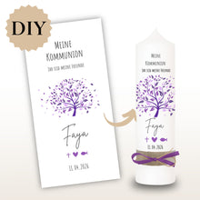 Lade das Bild in den Galerie-Viewer, Kerzenfolie Kommunionkerze "Faya" - personalisiert