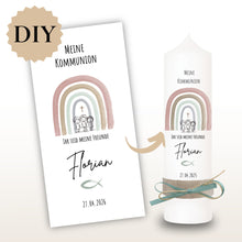 Lade das Bild in den Galerie-Viewer, Kerzenfolie Kommunionkerze "Florian" - personalisiert