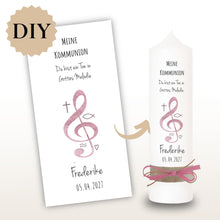 Lade das Bild in den Galerie-Viewer, Kerzenfolie Kommunionkerze "Frederike" - personalisiert