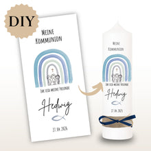 Lade das Bild in den Galerie-Viewer, Kerzenfolie Kommunionkerze "Hedwig" - personalisiert