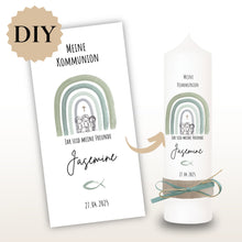 Lade das Bild in den Galerie-Viewer, Kerzenfolie Kommunionkerze "Jasemine" - personalisiert
