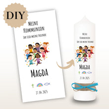 Lade das Bild in den Galerie-Viewer, Kerzenfolie Kommunionkerze "Magda" - personalisiert
