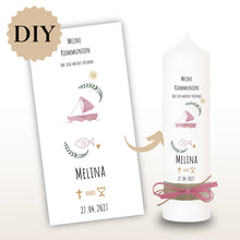 Lade das Bild in den Galerie-Viewer, Kerzenfolie Kommunionkerze "Melina" - personalisiert