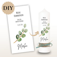 Lade das Bild in den Galerie-Viewer, Kerzenfolie Kommunionkerze "Merlin" - personalisiert
