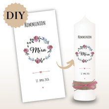 Lade das Bild in den Galerie-Viewer, Kerzenfolie Kommunionkerze "Mira" - personalisiert