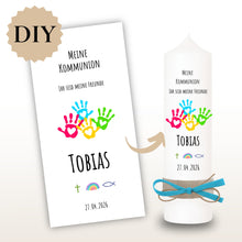 Lade das Bild in den Galerie-Viewer, Kerzenfolie Kommunionkerze "Tobias" - personalisiert