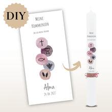Lade das Bild in den Galerie-Viewer, Kerzenfolie Kommunionkerze "Alma" - personalisiert
