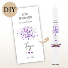 Lade das Bild in den Galerie-Viewer, Kerzenfolie Kommunionkerze "Faya" - personalisiert