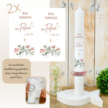 Lade das Bild in den Galerie-Viewer, Kerzenfolie Kommunionkerze "Feline" - personalisiert
