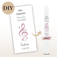 Lade das Bild in den Galerie-Viewer, Kerzenfolie Kommunionkerze "Frederike" - personalisiert