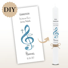 Lade das Bild in den Galerie-Viewer, Kerzenfolie Kommunionkerze "Hennes" - personalisiert