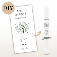 Lade das Bild in den Galerie-Viewer, Kerzenfolie Kommunionkerze "Joey" - personalisiert