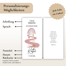 Lade das Bild in den Galerie-Viewer, Kerzenfolie Kommunionkerze "Käthe " Eukalyptus Regenbogen - personalisiert
