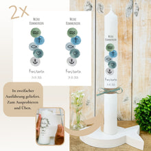 Lade das Bild in den Galerie-Viewer, Kerzenfolie Kommunionkerze "Konstantin" christliche Symbole - personalisiert