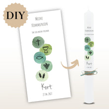 Lade das Bild in den Galerie-Viewer, Kerzenfolie Kommunionkerze „Kort" - personalisiert