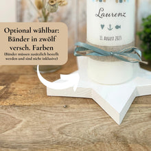 Lade das Bild in den Galerie-Viewer, Kerzenfolie Kommunionkerze "Laurenz" Sterne Regenbogen - personalisiert