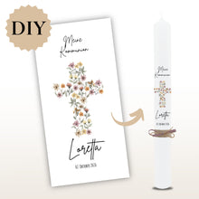 Lade das Bild in den Galerie-Viewer, Kerzenfolie Kommunionkerze "Loretta" - personalisiert