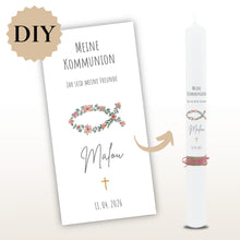 Lade das Bild in den Galerie-Viewer, Kerzenfolie Kommunionkerze "Malea" - personalisiert