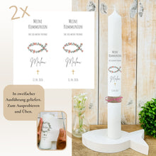 Lade das Bild in den Galerie-Viewer, Kerzenfolie Kommunionkerze "Malea" - personalisiert