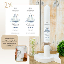 Lade das Bild in den Galerie-Viewer, Kerzenfolie Kommunionkerze "Matheo" - personalisiert