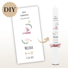 Lade das Bild in den Galerie-Viewer, Kerzenfolie Kommunionkerze "Melina" - personalisiert