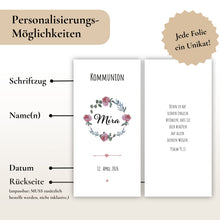 Lade das Bild in den Galerie-Viewer, Kerzenfolie Kommunionkerze "Mira" - personalisiert