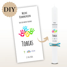 Lade das Bild in den Galerie-Viewer, Kerzenfolie Kommunionkerze "Tobias" - personalisiert