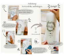 Charger l'image dans la galerie, Kerzenfolie Kerzentattoo Herzenskranz "3004 Trostlicht | Erinnerungslicht " grün watercolor * Trauerkerze * - Kerzensticker DIY