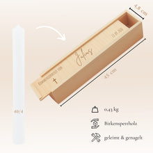 Load image into Gallery viewer, Holzkiste für Taufkerze Kommunionkerze Gravur Aufbewahrungsbox - personalisiert