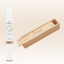 Load image into Gallery viewer, Holzkiste für Taufkerze Kommunionkerze Gravur Aufbewahrungsbox - personalisiert
