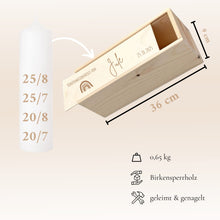 Charger l'image dans la galerie, Holzkiste für Taufkerze Kommunionkerze Gravur Aufbewahrungsbox - personalisiert