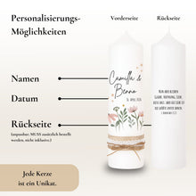 Charger l'image dans la galerie, Hochzeitskerze "Camilla" Blumenwiese altrosa - personalisiert