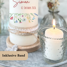 Charger l'image dans la galerie, Hochzeitskerze "Claudelle" Wildblumen- personalisiert