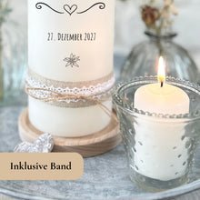 Load image into Gallery viewer, Hochzeitskerze "Heidi" Berghochzeit Berge schwarz - personalisiert