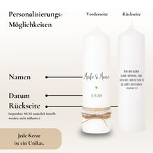 Load image into Gallery viewer, Hochzeitskerze "Meike" Herz gold - personalisiert