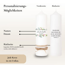 Load image into Gallery viewer, Hochzeitskerze Blumenrahmen Pfingstrose bunt – Ansicht 4