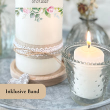Load image into Gallery viewer, Hochzeitskerze Blumenrahmen Pfingstrose bunt – Ansicht 5