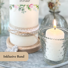 Load image into Gallery viewer, Hochzeitskerze "Meike" Herz gold - personalisiert