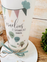 Load image into Gallery viewer, Christening candle / confirmation candle "Lukas" wreath of leaves - personalised